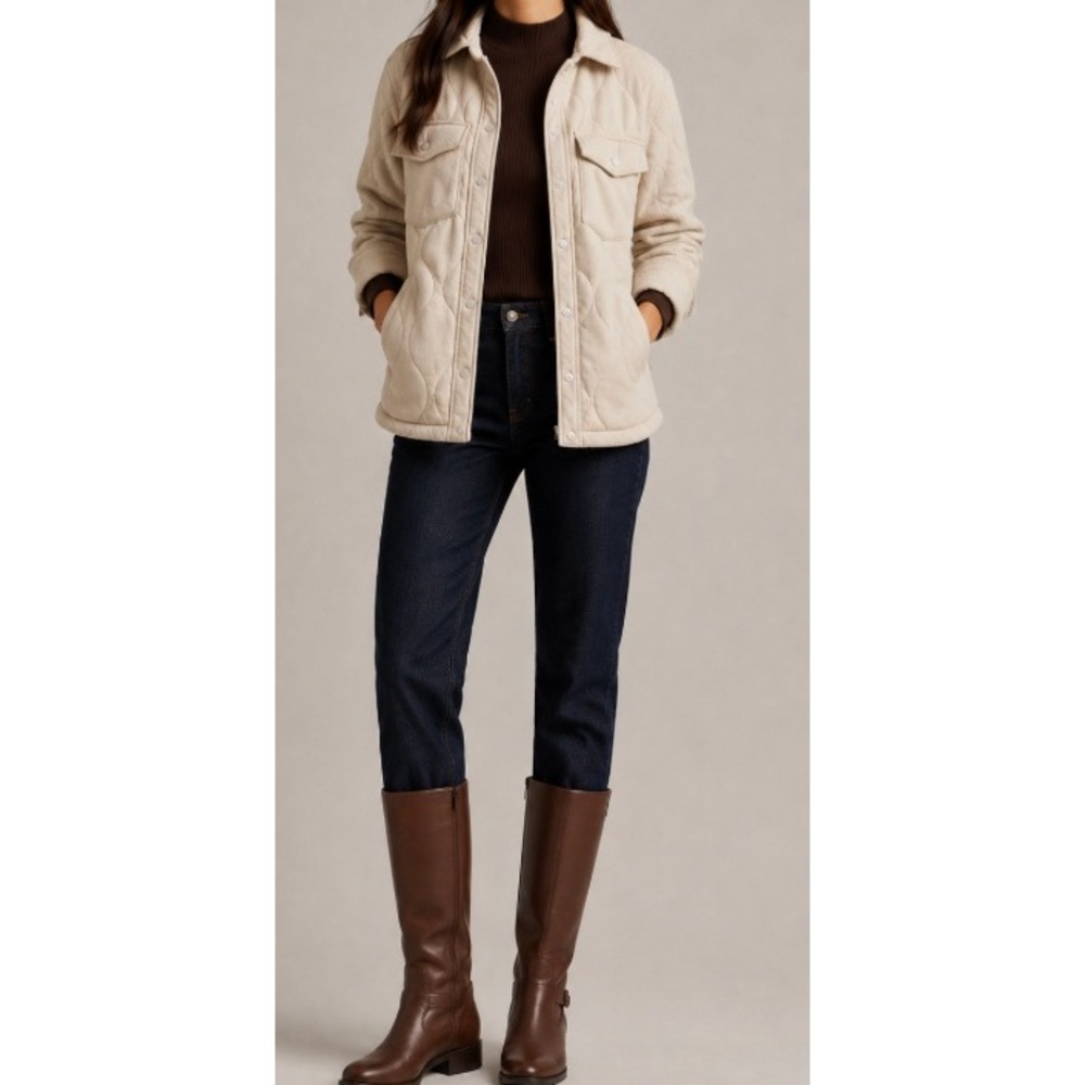 Abercrombie Fitch Womens Quilted Shirt Jacket Shacket Soft AF Snaps Pockets XS